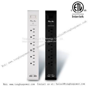 6 Outlets Power Strip with Surge Protector 2 USB Charging port 5 V 2.4 A ETL Certified