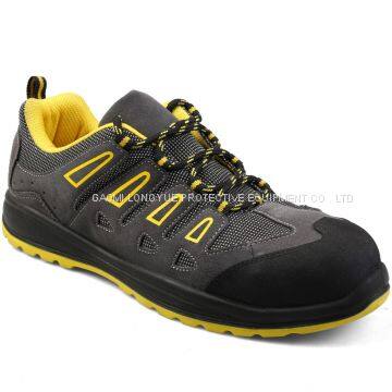 Hot Selling Cheap Fly Knit Fabric and Suede Leather Safety Shoe With Steel Toe and Steel Plate