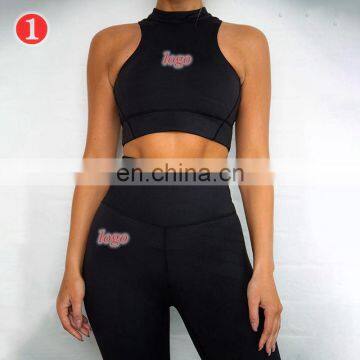 RTS New Solid Color Fashion two piece women Sexy Yoga Sport Top Pants set Long Sleeve Gym Wear