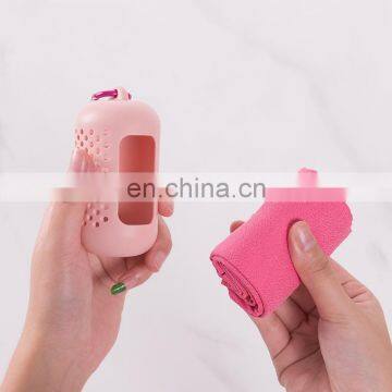 Sport Portable Towel With Silicone Box Outdoor Activities Yoga Gym Sport Towel Quick Dry photo-5