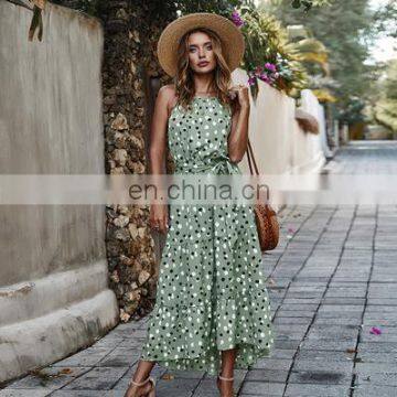 Original Designer Explosion Models 2020 Summer Polka Dot Holiday Style Big Swing Dress Factory Direct Sales photo-5