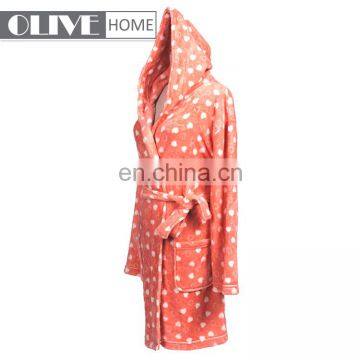 2018 Super Soft Personalized Heartshaped Printed Flannel Fleece Women Bathrobe With Hood photo-2