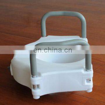 Tool-free Removable 5" Height HDPE Plastic EVA Plate CE Easy Lock Patient Raised Toilet Seat Elevated With Handrails photo-2