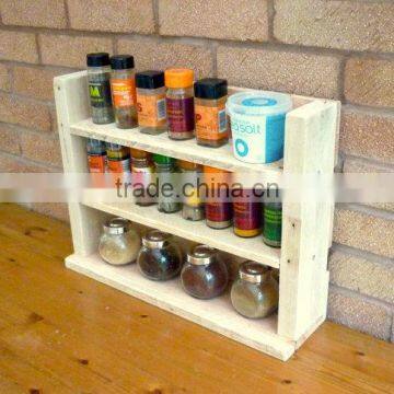 Custom made natural color solid wooden spice rack