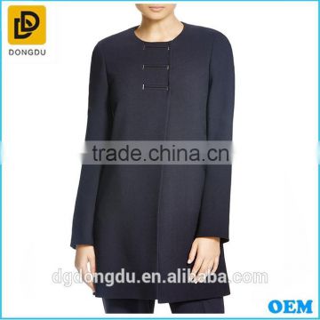 Newest arrival Collarless black women wool coat with your design