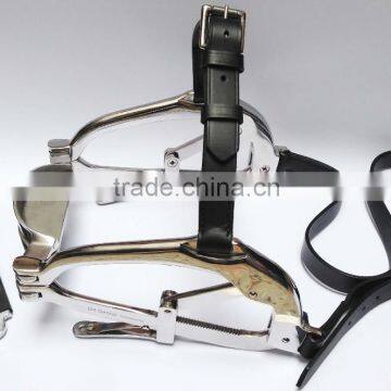 Horse Mouth Gag / Speculum with Genuine Leather Straps - Equine Dental Speculum - Millennium Speculum (High Quality)