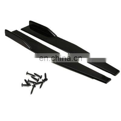 Car Accessories Front Lip Side Skirt Bumper Lip Universal Front Lip Carbon Fiber Gloss Black Universal Side Skirt 3Pcs 2.2M