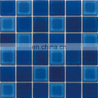 480x 480mm JBN Fancy Glaze Ceramic Ice Crack  Mosaic Tile Glass Glazed Blue Ceramic Swimming Pool Mosaics