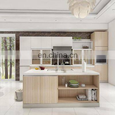 Commercial interior wood kitchen cabinet glass door