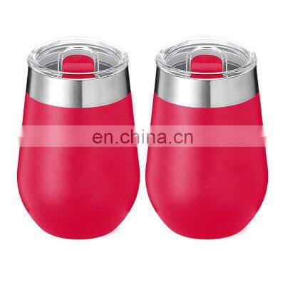 Custom vacuum insulated egg shape double wall stainless steel coffee mug with lid