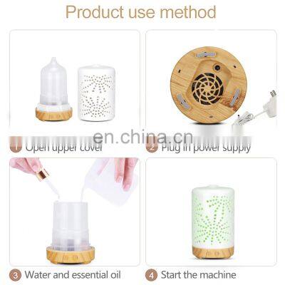 Ultrasonic Diffuser For Essential Oil White Ceramic Aromatherapy Diffuser 7 Color Changing Light