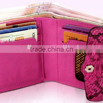 Short Style Color Rare Python Skin Leather Wallet Smart Multifunction Card Holder Two Folder Purse for Women photo-2