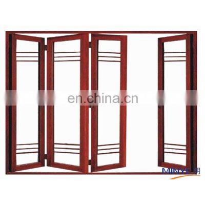 High Quality Aluminum Single Tempered Glass Folding Door Wood Folding Door Interior Wood