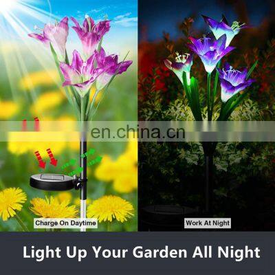 Outdoor Garden Solar Decorative Waterproof Multi Color Lily Flowers Stake LED Lights photo-3