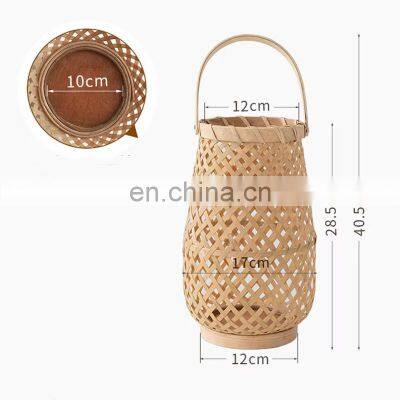 Hot SAle Rustic Bamboo Woven Candlestick Natural Lantern Retro Bamboo Candle Holder Decorative Vietnam Supplier