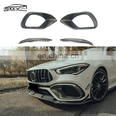 CLA Upgrade CLA45 Carbon Fiber Front Vent Trim Air Intake Fog Light Frame Front Lip For Benz CLA45 S AMG