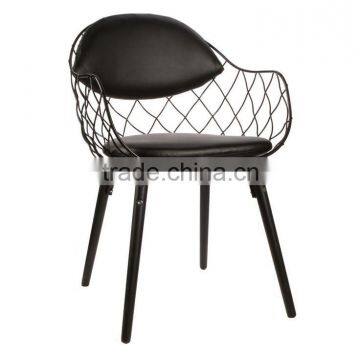 Replica Italian Elegant Design Wooden Frame With PU Seat Stlylish Metal Wire Pina Chair by Jaime Hayon for Dining Room photo-3