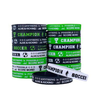 Factory Wholesale New World Cu P With Football Team Building Sports Soccer Silk Screen Printing Custom Silicone Bracelet