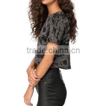 2015 China Manufacturer Customized Ladies Sexy Print France Bean Crop Tee Shirt Quality Choice photo-3