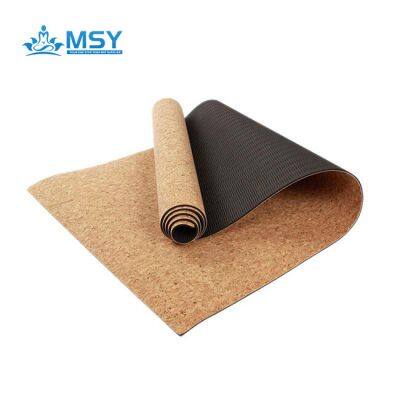 Eco-Friendly 3-10mm TPE Foam Cork Wood Yoga Mat with Customized Logo