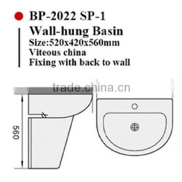 BP-2022 SP-1 Современный дизайн ванной комнаты, качественная настенная пьедестальная раковина, керамическая раковина для мытья рук для ванной комнаты photo-2