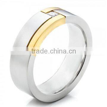 New Design Fashion Men's Two-tone And Diamond Wedding Band