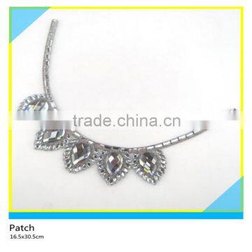 Hotfix Glass Rhinestone Decals Blue Beads Mix Glass Stone Patch 18x29cm