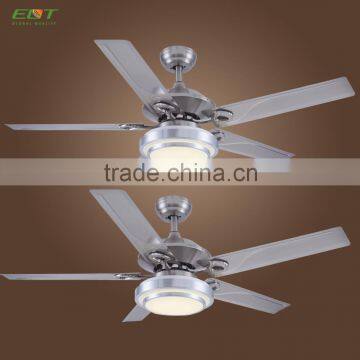 Brushed Nickel Retractable Ceiling Fan With Wood Blades