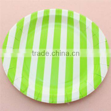 Supplier Of Disposable Green Round Striped Paper Plate