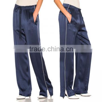 Crepe Satin Trousers Fashion Women's Pants with White Stripe HSt7539