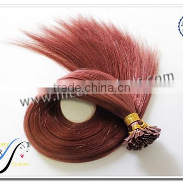 Wholesale high quality 100 keratin tip human hair extenison flat tip hair extension