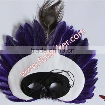 Natural Craft Purple Spot Feather Mask Halloween Decorations photo-5