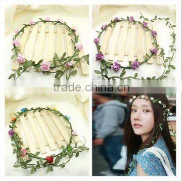 seaside resort photo camera floral headband flower girl crown flowers garlands for hair garland ribbon wreath accessories tiara