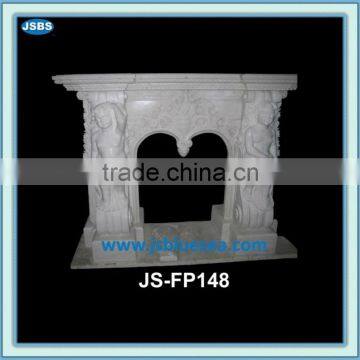 Red Marble Interior Fireplace Mantel of Lion Decorative