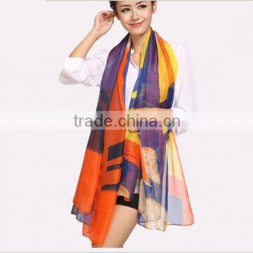 cool printing big size plain square silk chiffon scarf