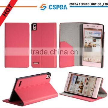 2013 High Quality Slim PU Leather Flip Case Cover For Huawei Ascend P6