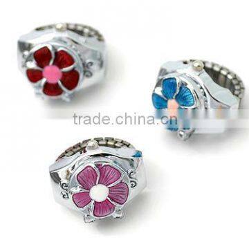 Fashion flower shape finger ring watch for women