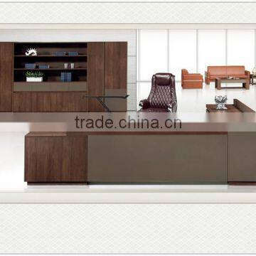 L shaped office table design with side table