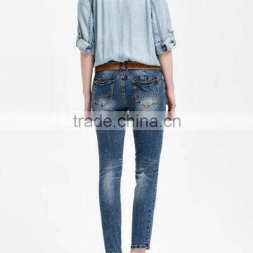 Fake Two pc One-piece Women Clothing Oem Customized Jeans Wholesale China photo-3