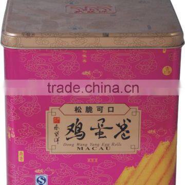 Wholesales custom Red square shaped Cone Biscuit tin box