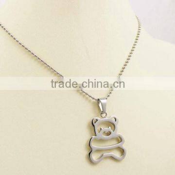 Wholesale Cute Stainless Steel Bear Pendant Necklace photo-4