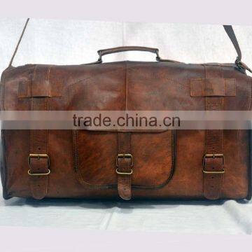 Indian Handmade Gymnastic Duffel Bag Real Goat Leather Messenger Shoulder Bag Travel Luggage Bag