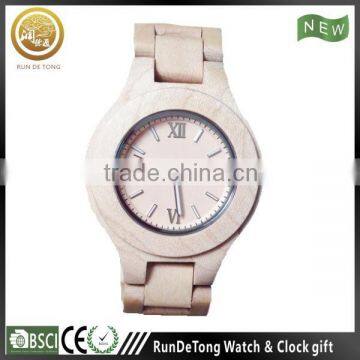 Light color 3 hands analog ladies wooden wrist watch