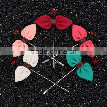 Chiffon Bow Ribon Lapel Pin Brooch For Men Suit Decoration