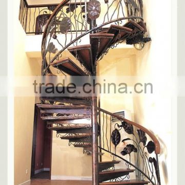 2014 top-selling indoor hand-forged metal spiral stairs