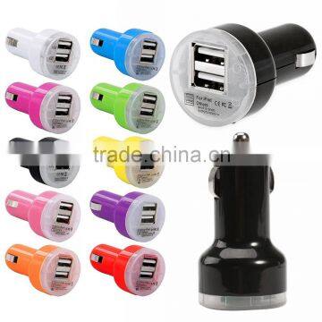 Regular Dual USB Car charger colorful car charger for iPhone iPad