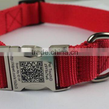 Red color pet dog collar with metal buckle