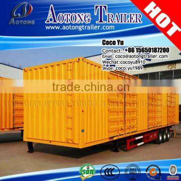 Good quailty 3 axles bifold van/box semi truck trailer step wise optional with spare tires and mudguards