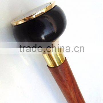 Brass & wooden ware designer black color compass handle walking stick wk1113