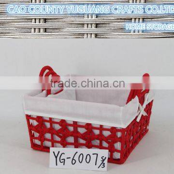 special design cheap colored woven basket with metal handle